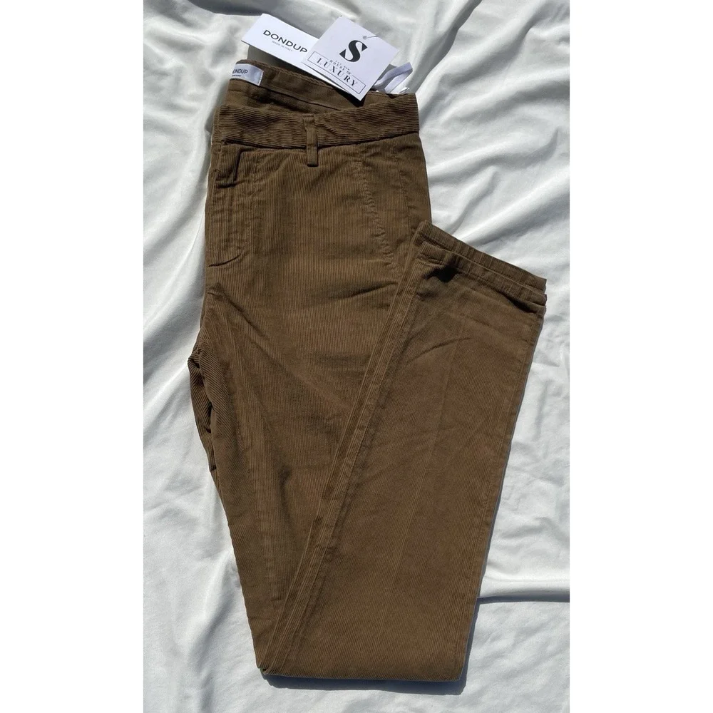 Dondup Gaubert Corduroy Pants Mocha Brown Made in Italy Slim Fit Mens Size 30
